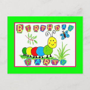 Caterpillar verjaardagsuitnodigingen rups feest uitnodiging briefkaart