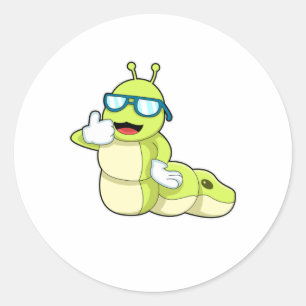 Caterpillar with Glasses Ronde Sticker