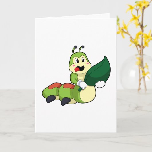 Caterpillar with Leaf Kaart (Gele Bloem)