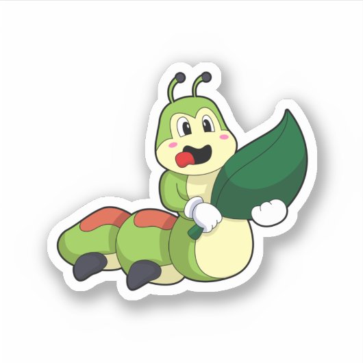 Caterpillar with Leaf Sticker (Voorkant)