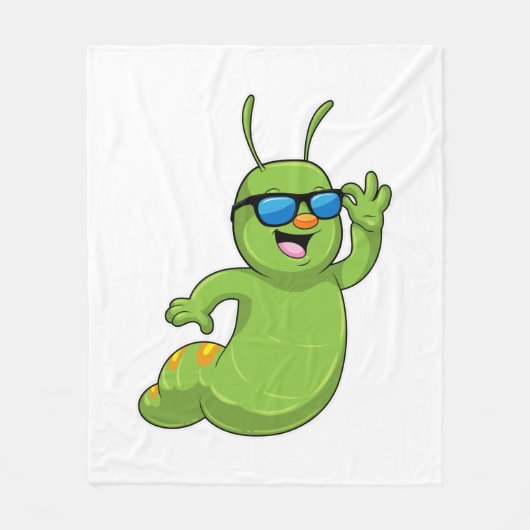Caterpillar with Sunglasses Fleece Deken (Voorkant)