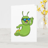 Caterpillar with Sunglasses Kaart (Gele Bloem)