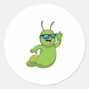 Caterpillar with Sunglasses Ronde Sticker