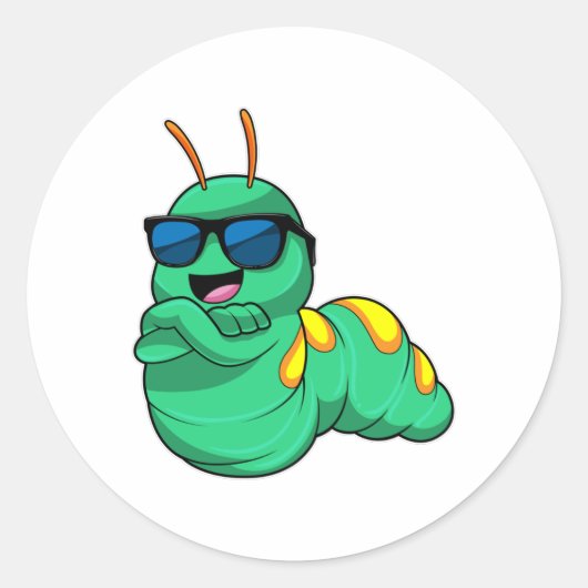 Caterpillar with Sunglasses Ronde Sticker (Voorkant)