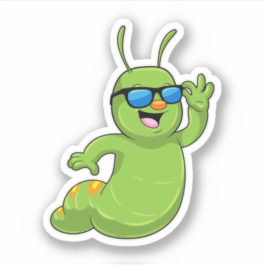 Caterpillar with Sunglasses Sticker (Voorkant)