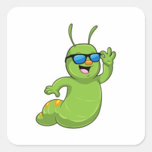 Caterpillar with Sunglasses Vierkante Sticker