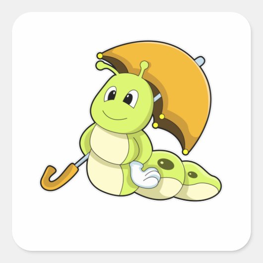 Caterpillar with Umbrella Vierkante Sticker (Voorkant)