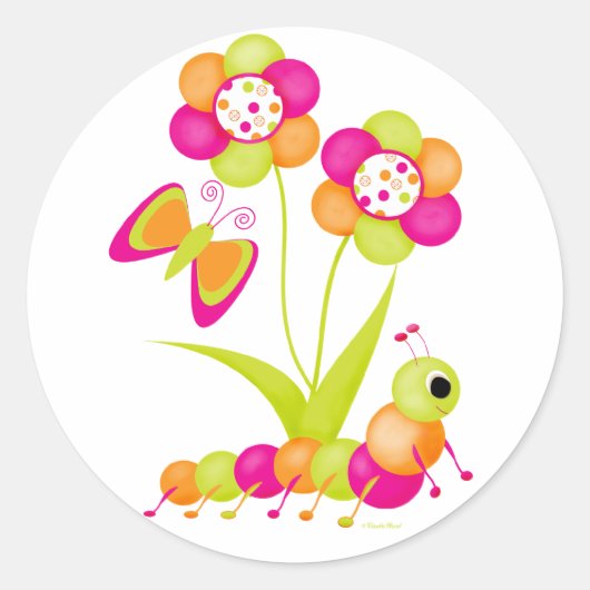 Caterpiller naar een vlinder Sticker (Voorkant)