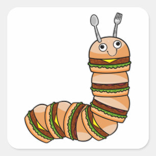 Caterstyle as Cheeseburger with Beef & Salad Vierkante Sticker