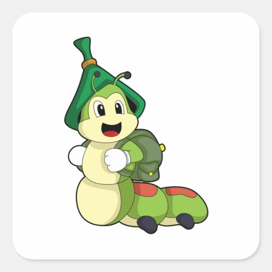 Caterstyle as Student with Backpack Vierkante Sticker (Voorkant)