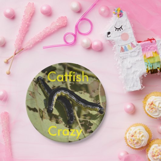 Catfish Crazy Catalpa Worms Papieren Bordje (Feest)