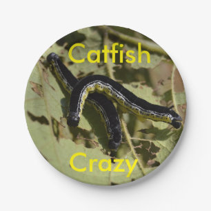 Catfish Crazy Catalpa Worms Papieren Bordje
