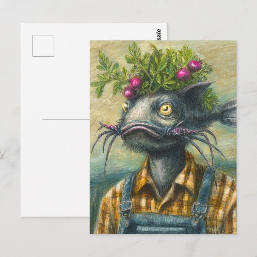 Catfish Gardener Surreal Briefkaart (Voorkant / Achterkant)