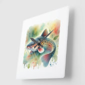 Catfish in Watercolor Art 170724AREF129 - Watercol Vierkante Klok (Hoek)