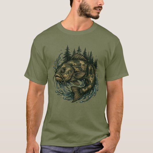 Catfish Lake Vist Bergen Visser Vis T-shirt (Voorkant)