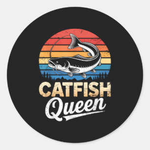 Catfish Queen Gevist voor vissers en visliefhebber Ronde Sticker