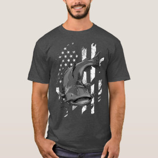 Catfishing American Flag  Catfish Angler T-shirt