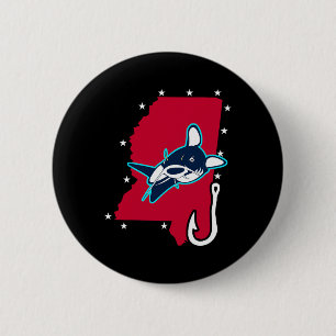 Catfishing Mississippi Flag Gevist Rod T Shirt Ronde Button 5,7 Cm