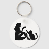 Catful Coffee Girl & Cat Silhouette Sleutelhanger (Achterkant)