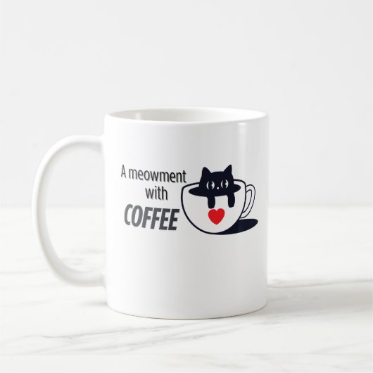 Catful Coffee Vibes – Sleepy Cat Art Koffiemok (Links)
