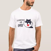 Catful Coffee Vibes – Sleepy Cat Art T-shirt (Voorkant)