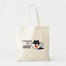 Catful Coffee Vibes – Sleepy Cat Art Tote Bag