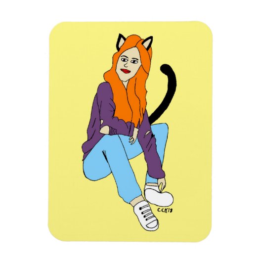 catgirl magnet magneet (Verticaal)