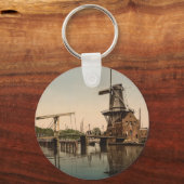 Catharine Bridge en Windmill, Haarlem, Nederland Sleutelhanger (Achterkant)