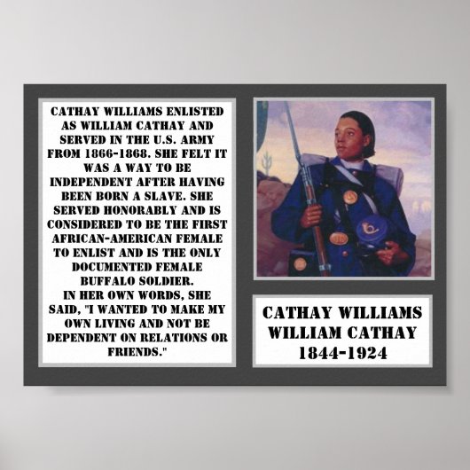 Cathay Williams Buffalo Soldier First Woman Army Poster (Voorkant)