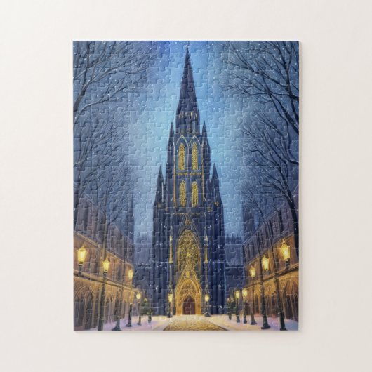 Cathedraal bij nacht legpuzzel (Verticaal)
