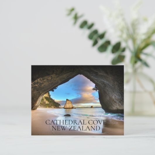 "Cathedraal Cove, New Zealand" Travel Briefkaart (Staand voorkant)