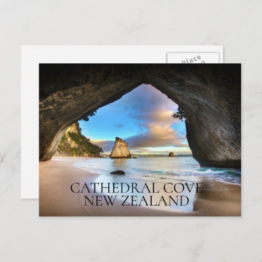 "Cathedraal Cove, New Zealand" Travel Briefkaart (Voorkant / Achterkant)