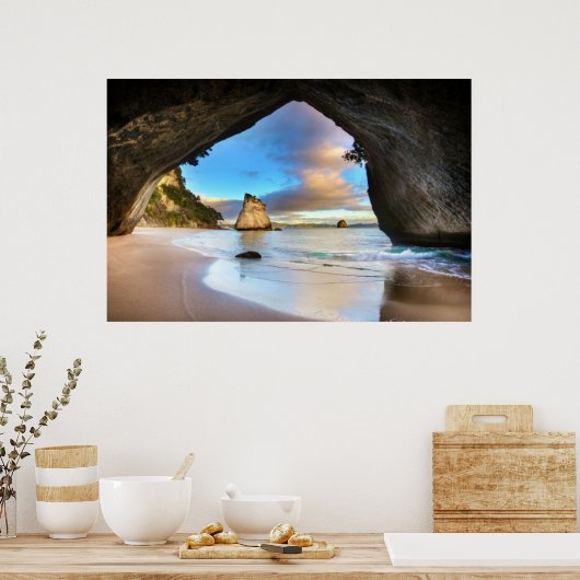 Cathedraal Cove Serene Beach Poster (Keuken)
