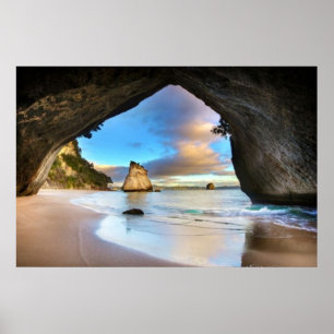 Cathedraal Cove Serene Beach Poster