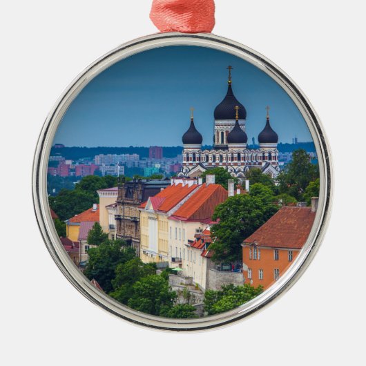 Cathedraal en Cityscape | Estland Metalen Ornament (Voorkant)