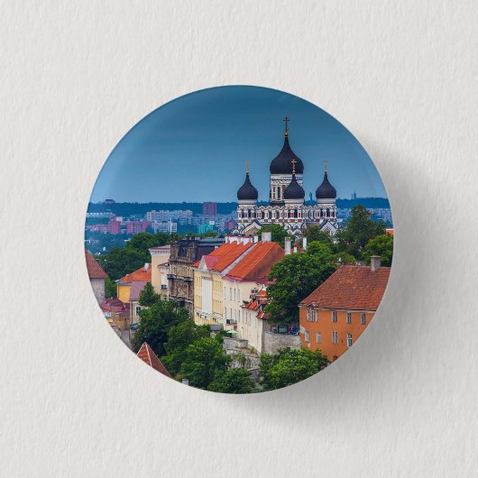 Cathedraal en Cityscape | Estland Ronde Button 3,2 Cm (Voorkant)