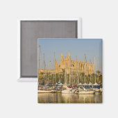 Cathedraal en marina, Palma, Mallorca, Spanje 2 Magneet (Voorkant / Achterkant)