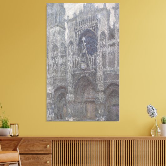 Cathedraal in Rouen Portal Grey Weather door Monet Canvas Afdruk (Insitu (Woonkamer))