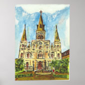 Cathedraal, Jackson Square, New Orleans Poster (Voorkant)