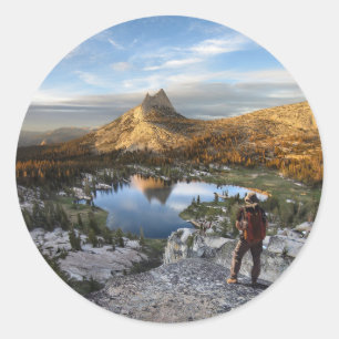 Cathedraal Lake / Peak - Yosemite - John Muir Trai Ronde Sticker