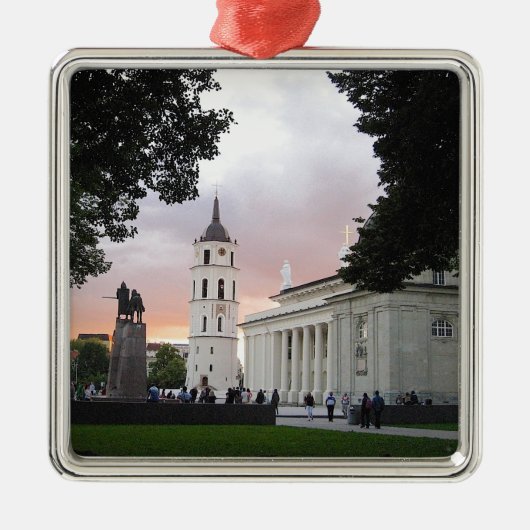 Cathedraal plein in Vilnius, LITOUWEN — Metalen Ornament (Voorkant)