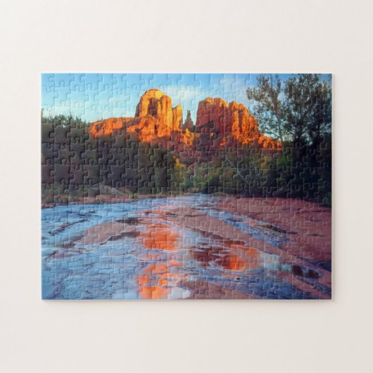 Cathedraal Rock reflecteert in Oak Creek op Sunset Legpuzzel (Horizontaal)