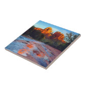 Cathedraal Rock reflecteert in Oak Creek op Sunset Tegeltje (Zijkant)