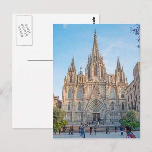 Cathedraal van briefkaart Barcelona, Spanje (Voorkant / Achterkant)
