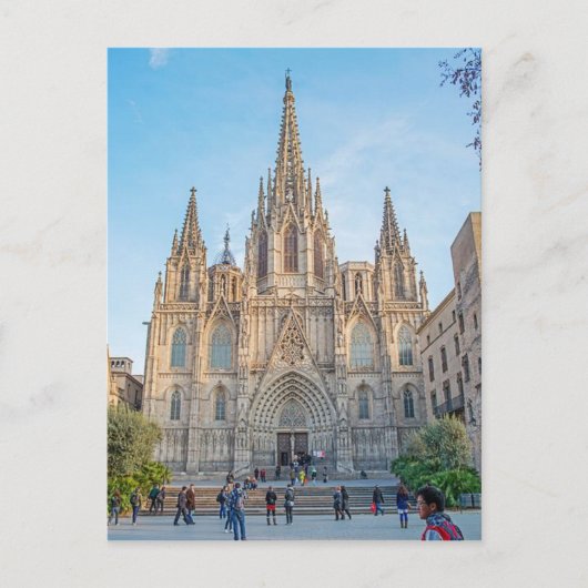 Cathedraal van briefkaart Barcelona, Spanje (Voorkant)