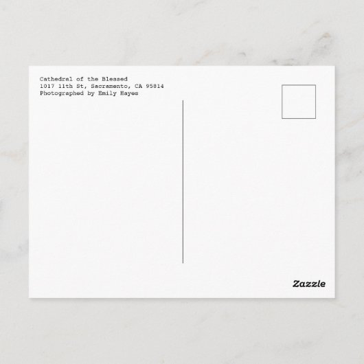 Cathedraal van de "Blessed" Briefkaart (Achterkant)