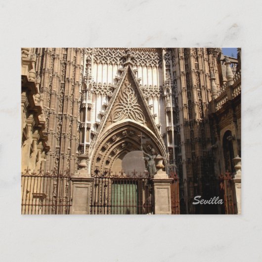 Cathedraal van het Briefkaart van Sevilla facede (Voorkant)
