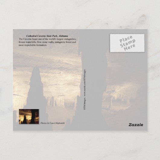 Cathedral Caverns State Park, Alabama Briefkaart (Achterkant)
