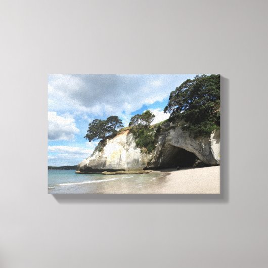 Cathedral Cove Coromandel Peninsula Nieuw-Zeeland Canvas Afdruk (Voorkant)