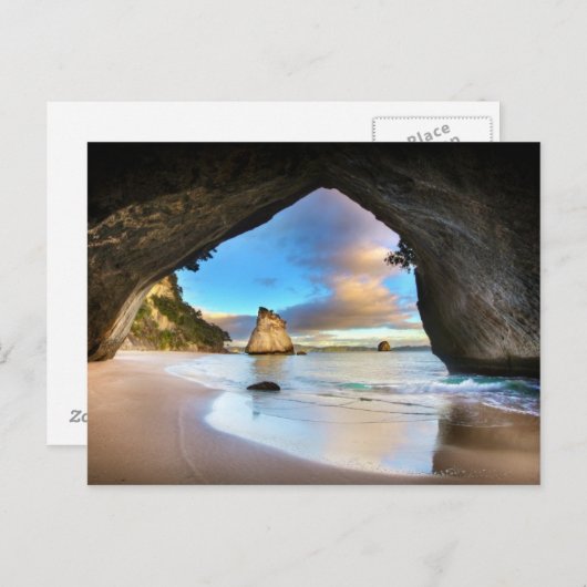 "Cathedral Cove, New Zealand" Postcard Briefkaart (Voorkant / Achterkant)